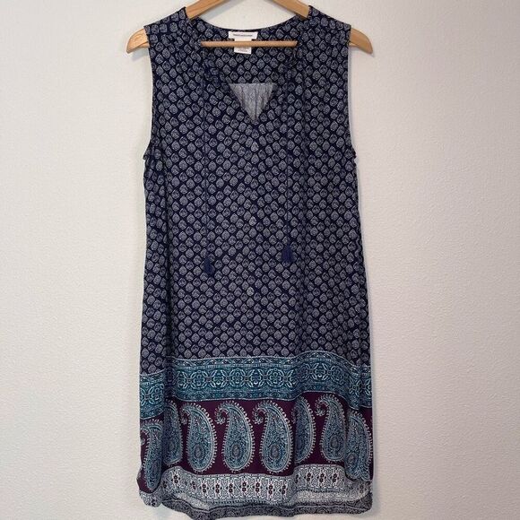 Beachlunchlounge Boho Paisley Mini Dress Size Large - Picture 1 of 7